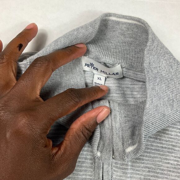 Peter Millar Mens Silk Cashmere Blend 1/4 Zip Sweater Striped Preppy Golf  XL - Picture 4 of 10